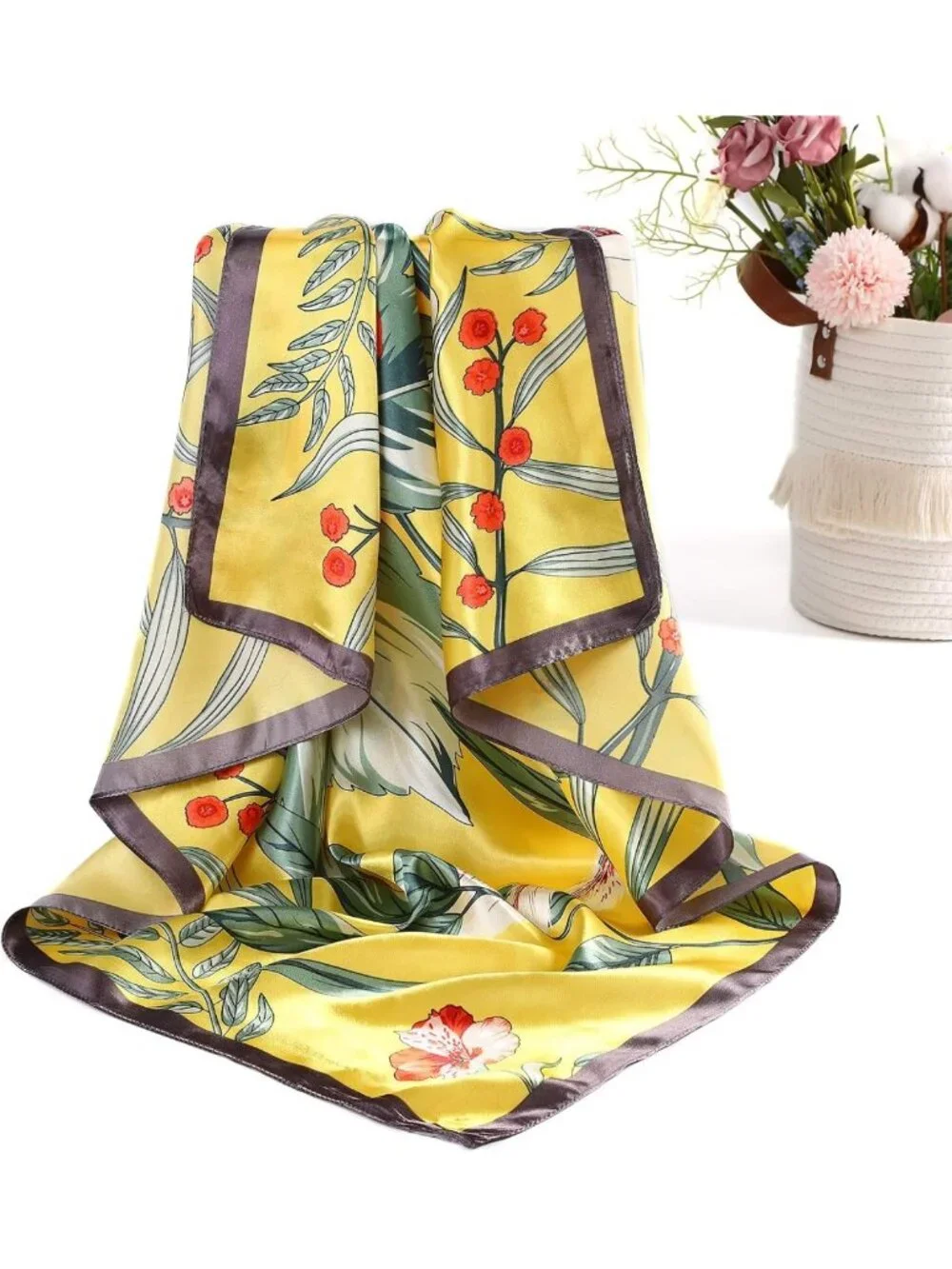 4PCS 35” Satin Large Square Scarves - Silk-Like Neck Wraps & Hair Accessories